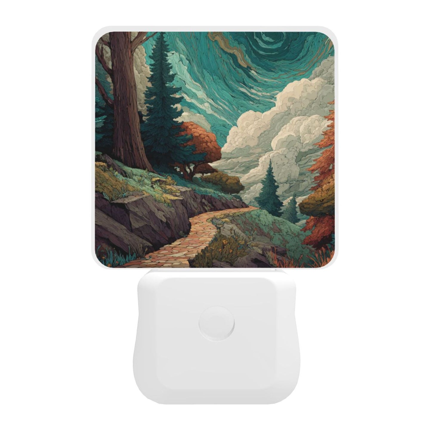 Creative Auto Sensor Night Light – Enchanted Forest Path Illustration, Plug-in LED Night Lamp for Bedroom, Hallway, Kids Room