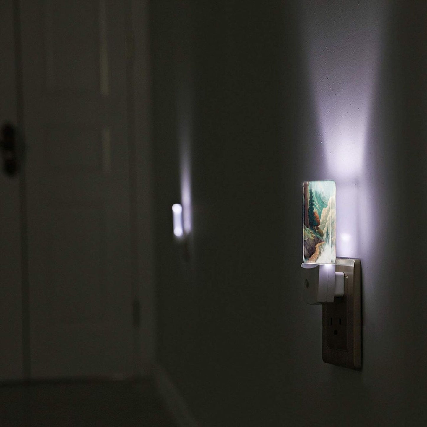 Creative Auto Sensor Night Light – Enchanted Forest Path Illustration, Plug-in LED Night Lamp for Bedroom, Hallway, Kids Room