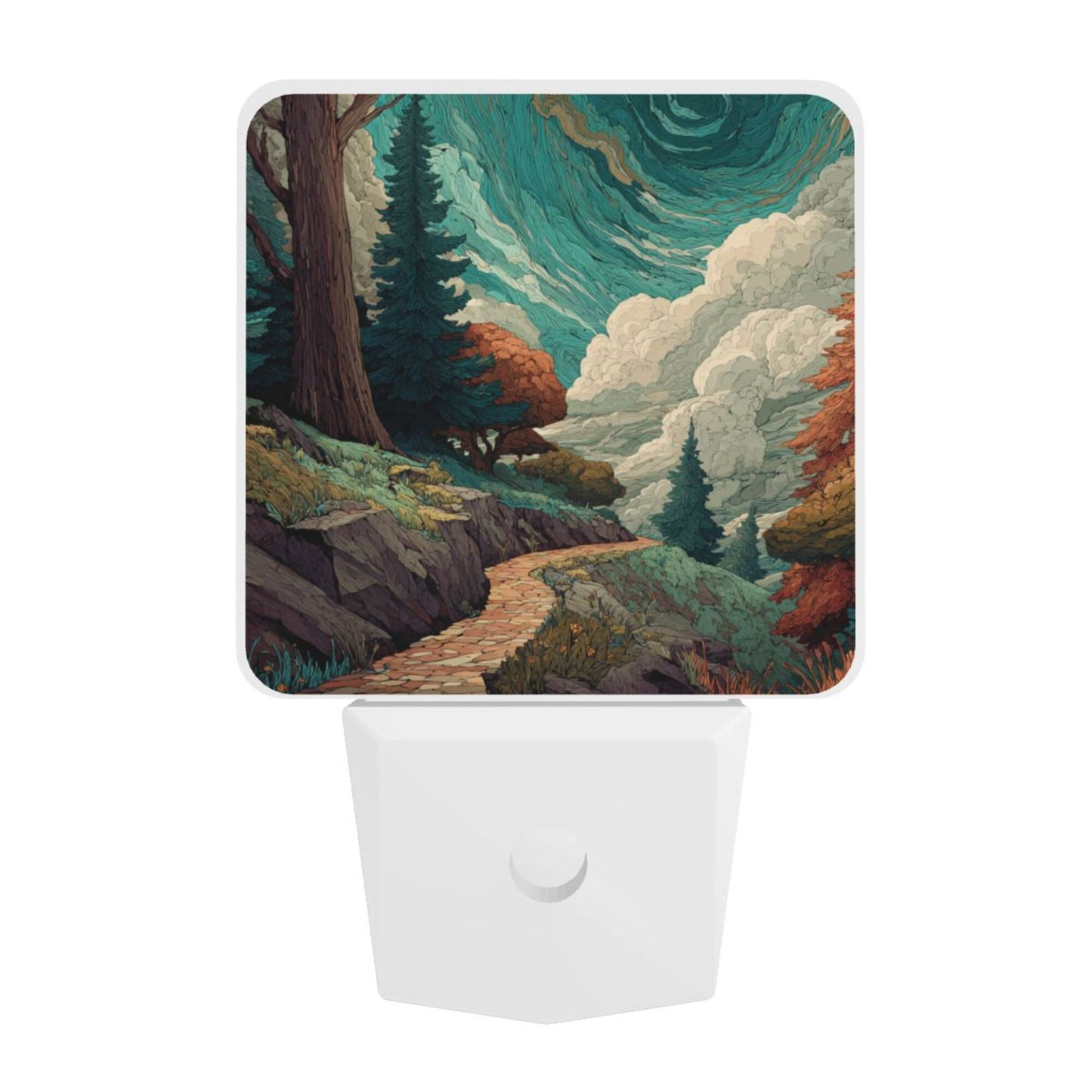 Creative Auto Sensor Night Light – Enchanted Forest Path Illustration, Plug-in LED Night Lamp for Bedroom, Hallway, Kids Room