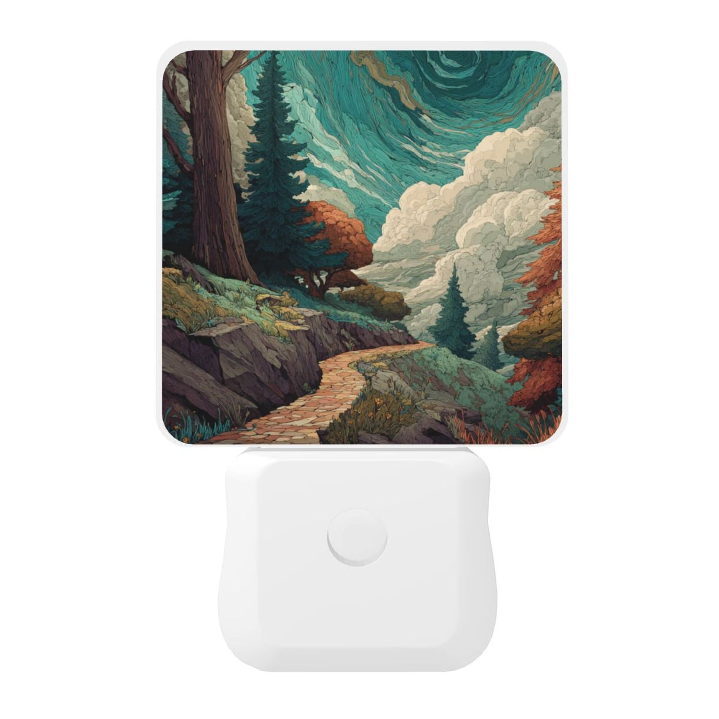 Creative Auto Sensor Night Light – Enchanted Forest Path Illustration, Plug-in LED Night Lamp for Bedroom, Hallway, Kids Room