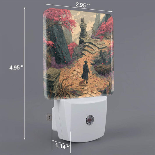 Creative Auto Sensor Night Light – Fantasy Traveler Illustration, Plug-in LED Night Lamp for Bedroom, Hallway, Kids Room